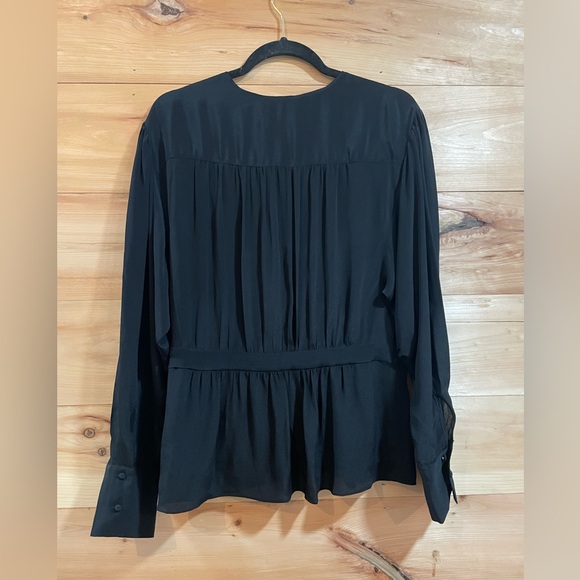 NWT The Kooples Black Crossed Top in Silk Blend Size 4 (US 10/XL). - Picture 6 of 12